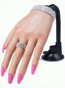 Veikmv 1 pièce Main gauche n°3 Fausse main d'entraînement pour ongles acryliques, mains en silicone pour la pratique, modèle de main factice pour la pratique des ongles, fournitures pour ongles, outils pour ongles, outils pour l'art des ongles, rentrée scolaire, ongles, outils pour les ongles à clipser