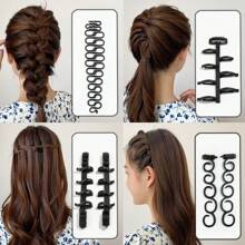 1set Girl's Hair Braiding Kit With Multiple Styling Tools, Including Beaded Hair As Decoration - Black - View 1