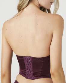 Satin Lingerie Corset - Red - View 2