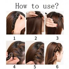 1set Girl's Hair Braiding Kit With Multiple Styling Tools, Including Beaded Hair As Decoration - Black - View 3