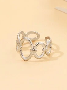 1只空心幾何開口戒指 - 復古銀色 - 查看 7