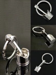 1pc Car Engine Piston Shaped Keychain, Creative Metal Piston Model Keychain, Keyring, Pendant For Car Decoration - Silver - View 1