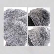 1頂女士灰色可愛小熊耳秀出小臉的秋冬百搭保暖毛絨耳保暖針織帽子 - 灰色 - 查看 3