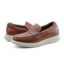 Boys Loafers Comfortable Spring Shoes For Kids Casual Slip On School Shoes Comfortable Boys Oxford - 棕色 - 查看 2