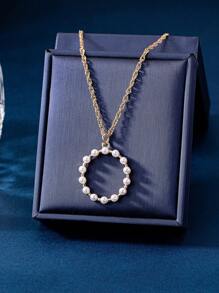 1入組簡約溫柔的假珍珠M字母吊墜項鍊，適用於女性的日常配戴 - M - 查看 29