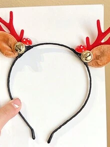1 件圣诞红鹿鹿角头带，适合女孩，可爱的森林主题发饰