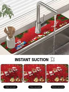 1 件聖誕廚房水龍頭吸收墊,浴室水龍頭防濺墊,防潮防滑水龍頭墊,廚房檯面配件,多種尺寸可選,聖誕裝飾,聖誕禮物