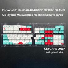 Conjunto De Teclas De 124 Piezas Con Diseño Del Mar Coral En Estilo De Dibujos Animados Estampadas Con Tinte Sublimado, Materiales De Pbt Y Perfil De Altura Xda Para Teclados Mecánicos Con Interruptores Cherry Kailh Ttc Gateron Jwk Bsun Mx, Compatibles Universalmente Con Diseños Ansi/iso De 61/64/68/82/84/87/98/104/108 Teclas