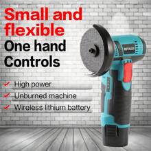 迷你電動角磨機附充電鋰電池,研磨拋光切割工具附3吋鋸片,適合家用、木工、金屬切割 - 軍綠色 - 查看 2