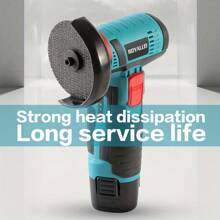 迷你電動角磨機附充電鋰電池,研磨拋光切割工具附3吋鋸片,適合家用、木工、金屬切割 - 軍綠色 - 查看 4