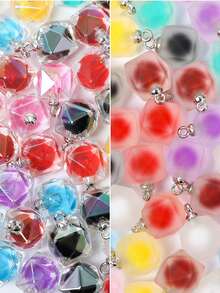 10入組塑膠立方體造型內置珠子吊墜,隨機混色,適合diy手鍊、項鍊和小配件 - 彩色 - 查看 1