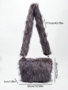 Thiết kế mới Sang trọng Tròn Túi đeo chéo Cái túi Với Đáng yêu & Đúng mốt Lông Đồ trang trí , Lý tưởng Cho Nữ Sinh viên - Màu xám đen - Xem 6