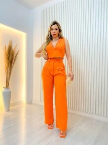 Women Two-piece Outfits - 橘色 - 查看 1