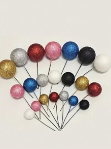 20 piezas Bolas de deseo rojas con glitter para decoración de pasteles de cumpleaños, postres y suministros de repostería