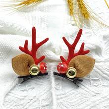 1 對聖誕主題髮夾髮夾,可愛有趣的鹿角髮飾,適合秋冬