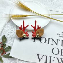 1 對聖誕主題髮夾髮夾,可愛有趣的鹿角髮飾,適合秋冬