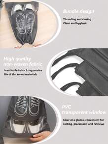 件不織布鞋收納袋，衣櫃收納袋，旅行便攜式防水袋，衣物分類掛袋 - 黑與白 - 查看 4