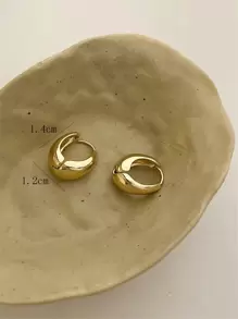 1pair Elegant Elliptical Hollow Out Waterdrop Stud Earrings - Yellow Gold - View 3