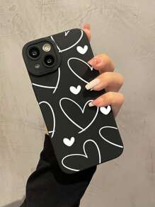 情人节 1 件白色心形设计硅胶防摔手机壳适用于 16 15 14 13 12 11 Pro Max 防水防震防刮 - 彩色 - 查看 3
