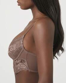 Eyelash Lace Balconette Bra - Brown - View 3