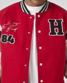 Patch Varsity Letterman Jacket - 紅色 - 查看 4