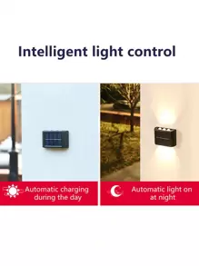 1 件小型太陽能 Led 壁燈,有上下照明,適用於花園、陽台、庭院、街道、牆壁、甲板、柵欄、門廊。戶外裝飾照明