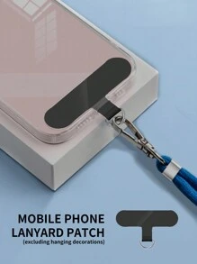 1pc Black Universal Phone Lanyard Patch - Black - View 1