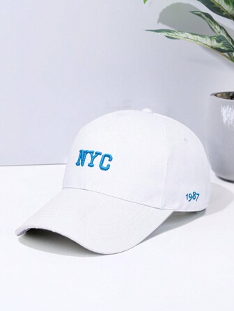 1頂中性nyc字母刺繡戶外休閒遮陽防曬吸汗透氣棒球帽