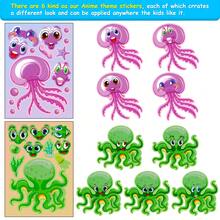 6 張/包水母海洋塗鴉貼紙,卡通手工 Diy 拼圖貼紙,完美的聖誕禮物
