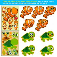 6 張/包水母海洋塗鴉貼紙,卡通手工 Diy 拼圖貼紙,完美的聖誕禮物