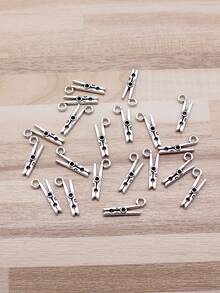 20入裝18x8mm(0.71x0.31英寸)仿古銀色洗衣夾吊墜,適用於手工珠寶製作