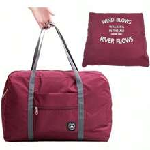 旅行行李袋帆布可摺疊旅行袋行李收納袋周末旅行袋手提包健身房袋過夜旅行袋防水尼龍行李袋附有托盤箱輕量級隨身袋適合運動度假購物健身大包過夜包學校度假必備 - 酒紅色 - 查看 2