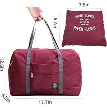 旅行行李袋帆布可摺疊旅行袋行李收納袋周末旅行袋手提包健身房袋過夜旅行袋防水尼龍行李袋附有托盤箱輕量級隨身袋適合運動度假購物健身大包過夜包學校度假必備 - 酒紅色 - 查看 4