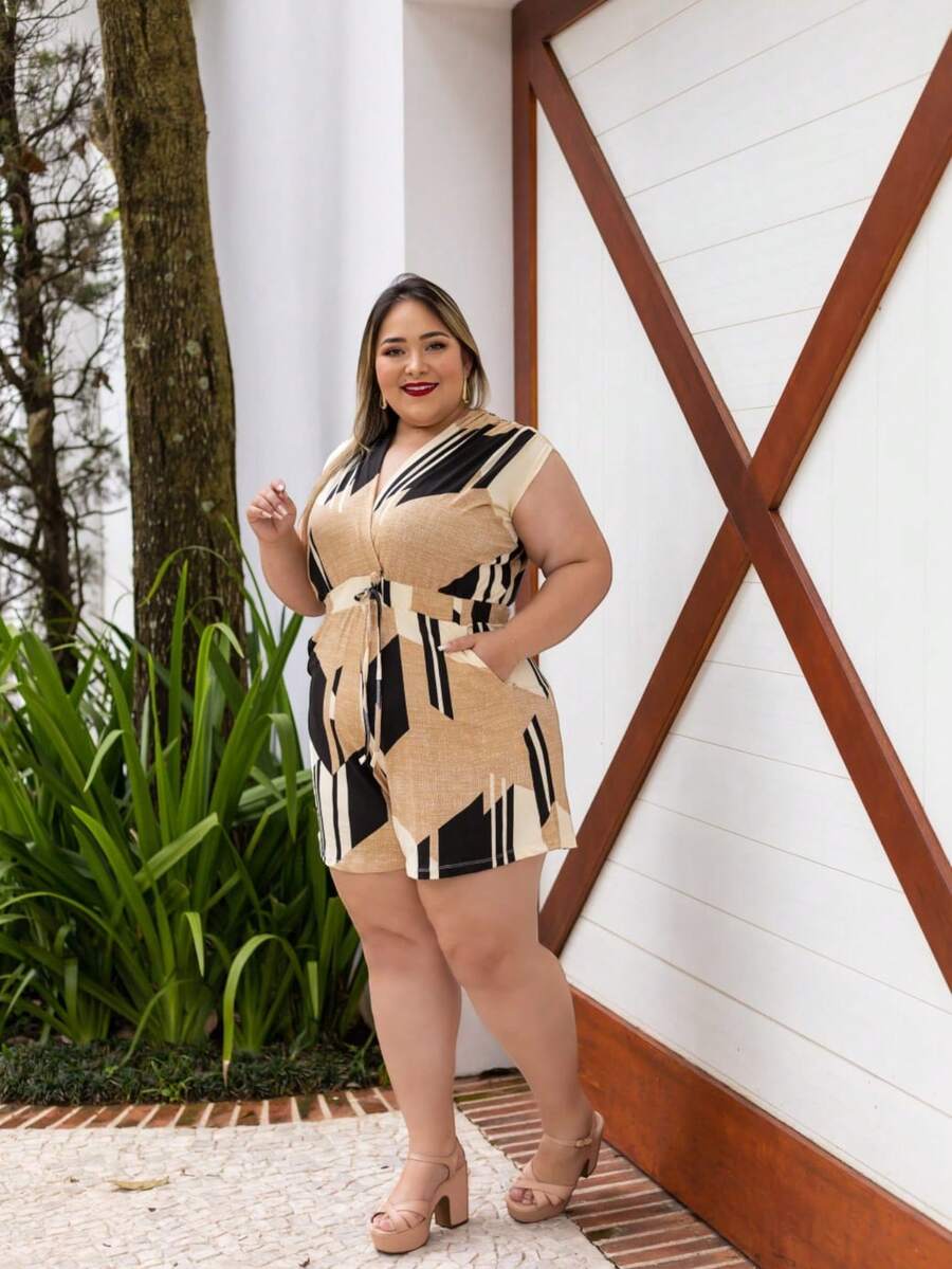 Plus Size Jumpsuits - Mocha Brown - View 1