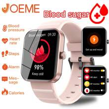 Joeme Jome F21pro智慧手環,具有非侵入式血糖/血壓/血氧/心率/睡眠監測功能,健身追蹤器,健康手錶,矽膠皮帶(粉色)