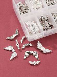 120Pcs 8 Style Alloy Beads, Angel Wing, Mixed Color - Ancient Silver - View 3