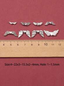 120Pcs 8 Style Alloy Beads, Angel Wing, Mixed Color - Ancient Silver - View 4