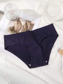1pc Printed Seamless Triangle Panties - Navy Blue - View 1
