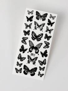1pc Black Butterfly Pattern Temporary Tattoo Sticker For Arm, Clavicle, Shoulder, Neck & Body - Black - View 3