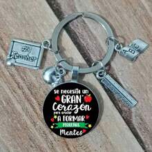 New Teacher Keychain Ring Teacher Car Keychain - Beige - View 3