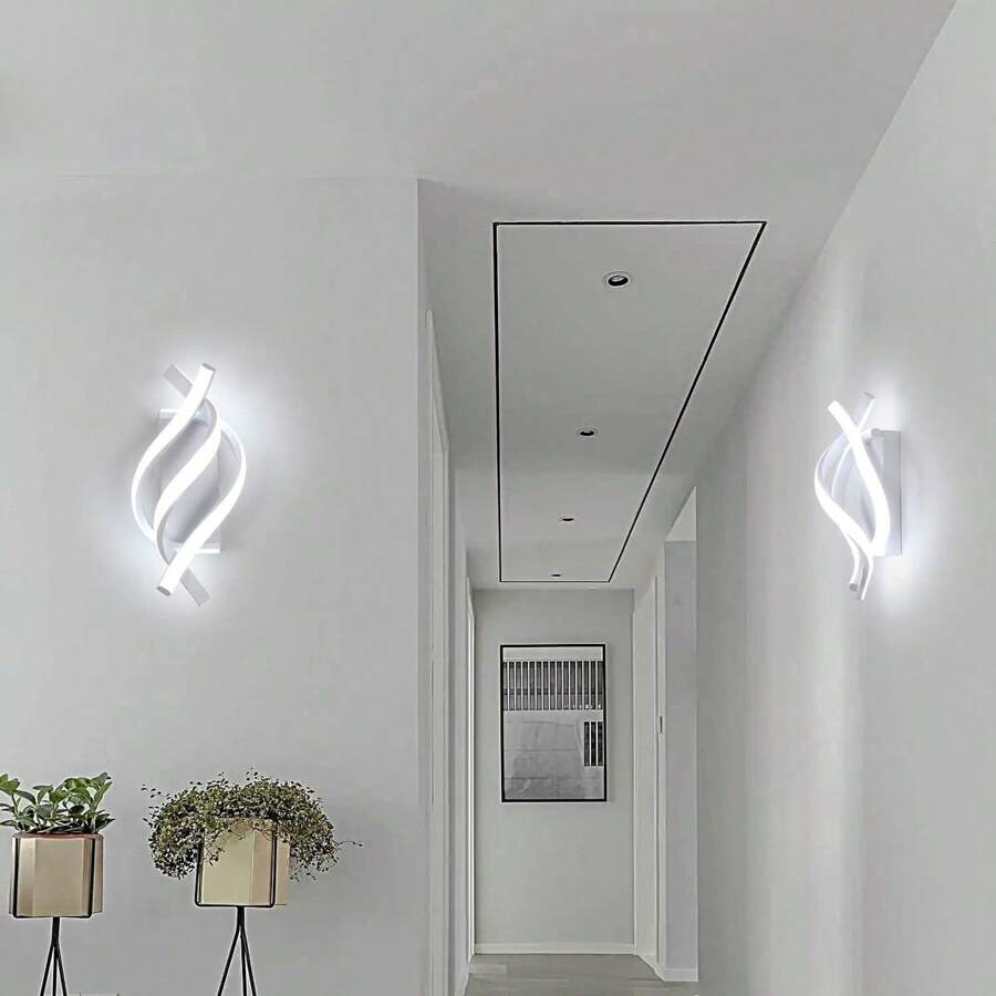 BOBORAT 1個現代螺旋形led壁燈,可調節3種顏色溫度(3000k/4000k/6000k),鋁製led燈具,帶有硅膠管,適用於臥室,客廳,走廊,旅館,室內,洗手間,陽台,ac80v-265v - 白色 - 查看 1