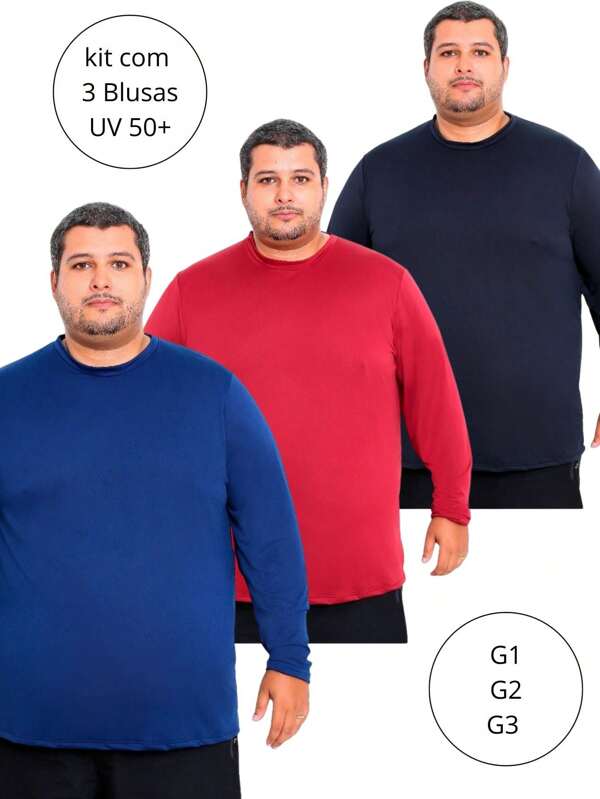 Kit 3 Blusas Manga Longa UV Proteção Termica praia e esporte
