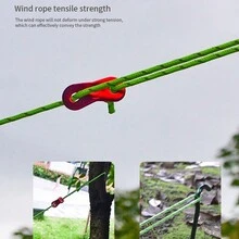 Camping High-Visibility Reflective Tent Rope 5mm*4m With Aluminum Double Hook Canopy Windproof Fixed Rope Camping/Cooling Clothes Wholesale Tent Accessories Camping Wind Rope Bag Canopy Reflective Windproof Rope, Double Eye Aluminum Adjuster Hanging/Drying Rope, Wear-Resistant Nylon Rope, Outdoor Tent Wind Rope 5mm Tarpaulin Pull Rope, Solid Woven Rope, Binding Rope - Burgundy - View 10
