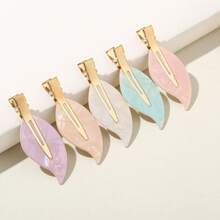 5 Piezas Coloridos Clips De Pelo Con Diseños De Perlas Y Hojas Para Flequillo - Multicolor - Ver 1