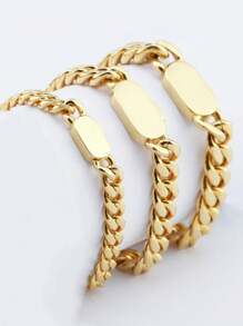 ZG YING ZHOU ZGYZ 1pc Fashion Hip Hop Style Rock Miami 8mm/10mm/12mm Stainless Steel 18K Gold Plated Curved Cuban Chain Bracelet Necklace, Nightclub Street Snap Unisex Jewelry Long Necklace