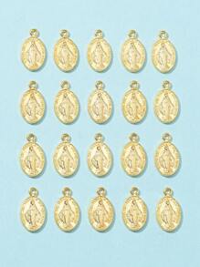 20 Piezas De Colgantes Ovalados De Aleación De La Virgen María, 17.5x10x1mm - Amarillo Oro - Ver 1