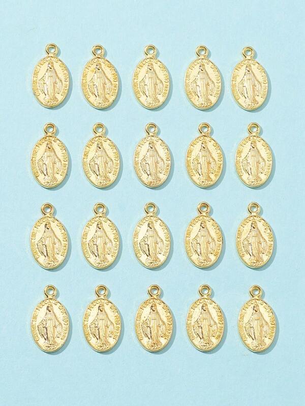 20 Piezas De Colgantes Ovalados De Aleación De La Virgen María, 17.5x10x1mm