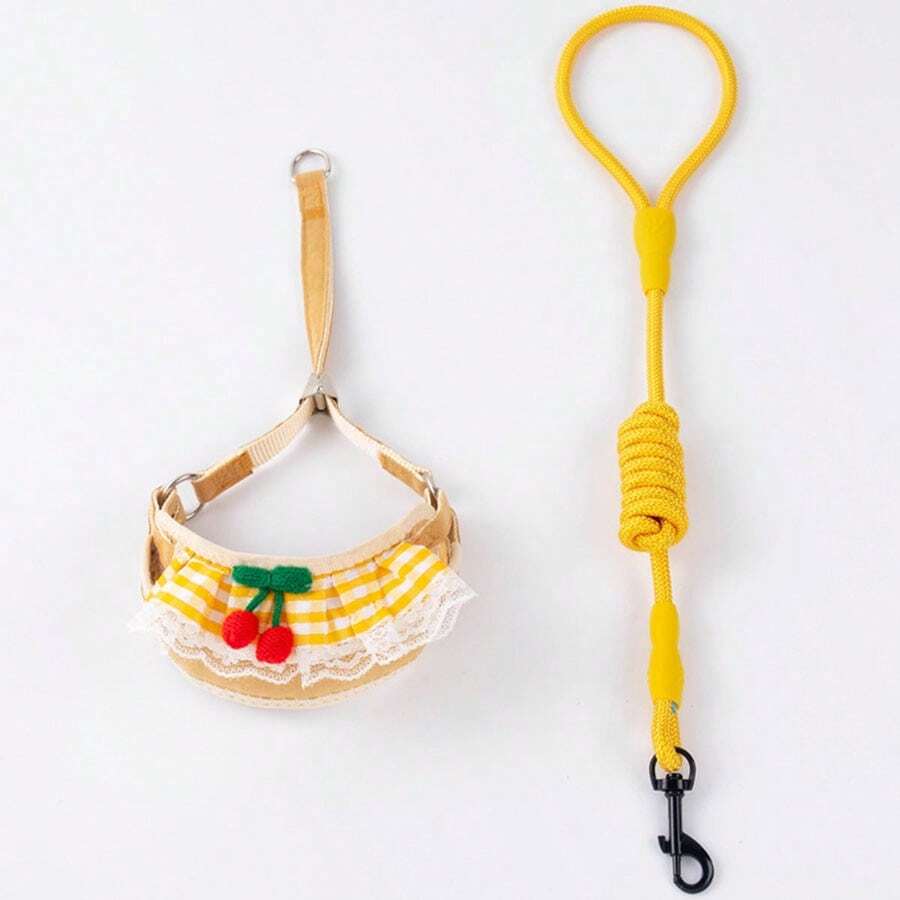 1pc Comfortable And Safe Pet Harness With Leash, Suitable For Cats And Small Dogs - Yellow - View 1