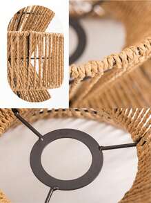 1pc Lamp Shade Paper Rope Lampshade Chandelier Boho Pendant Creative Light Cover Hanging Hotel Rustic Decor Farmhouse - Camel - View 4