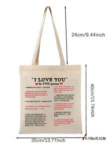 VOESETO 1 件我爱你 TVD 印花手提包 Damon Salvatore 专业购物袋轻便便携购物袋最佳礼物感恩节礼物大学书包徒步旅行学生大容量行李袋贴纸夏季返校沙滩包情人节礼物单肩包夏季包春假包徒步旅行包周末包旅行必备品大包购物袋沙滩包大号 - 米色 - 查看 2